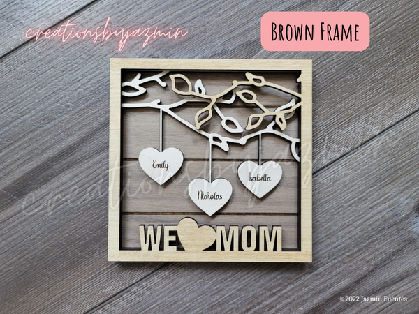 Mother's Day Gift, Wooden Family Tree Name Sign, Gift For Mom, With Children and Pet Names