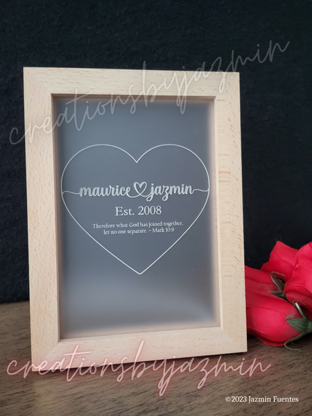 Personalized Gift For Him, Custom Handwritten Light Frame, Gift For Couples, Valentine's Day, Anniversary Gift, Gift For Her