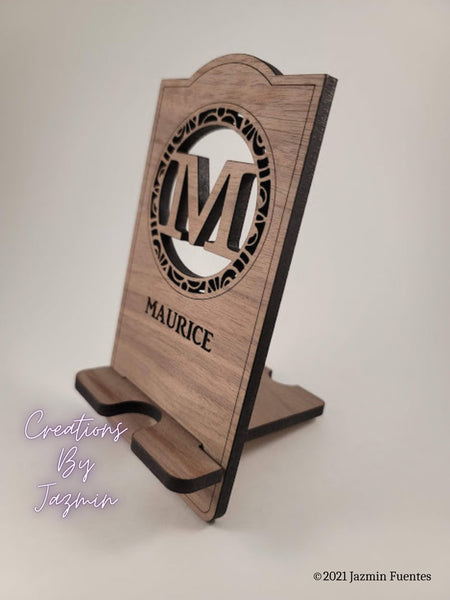 Father's Day Gift, Personalized Wood Cell Phone Stand With Name, Gift For Dad