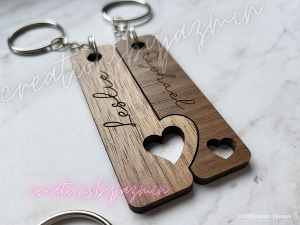 Valentine's Day Gift, Personalized Wooden Keychain, For Him, For Her, For Husband, For Wife, Anniversary, Wedding, Puzzle Keychain Couples