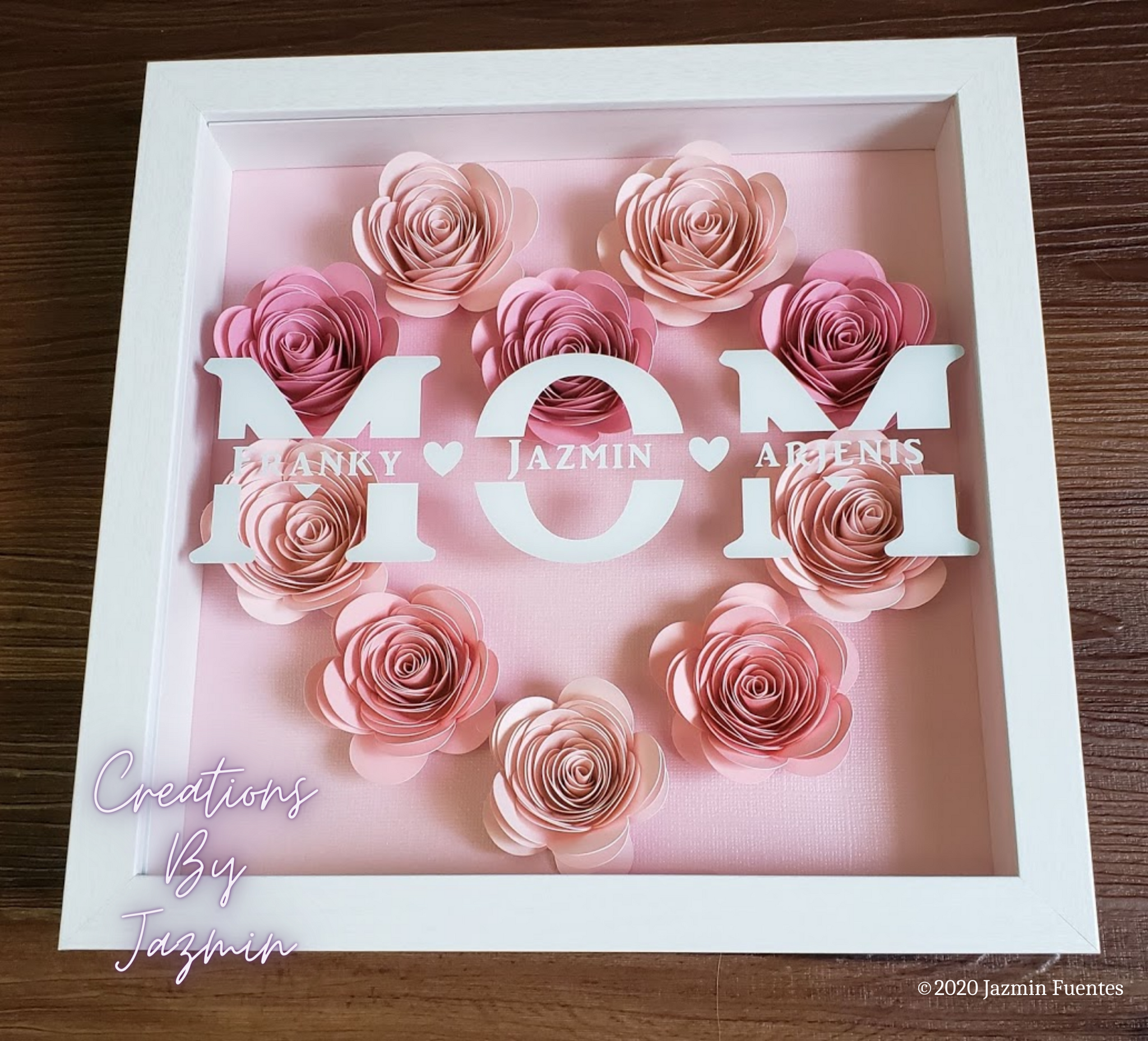 BEST SELLER: Personalized Mother's Flower Shadow Box, Gift Wrap Option
