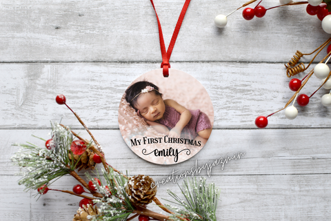 Baby's First Christmas Photo Ornament, My First Christmas, Holiday Gift For Parents and Grandparents