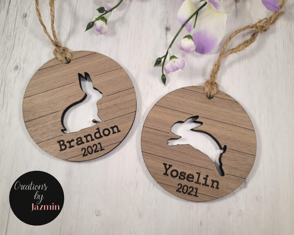 Personalized Easter Basket Tags, Custom Name Bunny Tags, Wooden Engraved, Kids Tags For Easter Day, Rabbit Tags