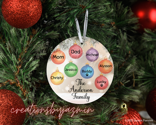 Personalized Family Christmas Ornament, 2022 Custom Family Ornaments, With Family Member Names