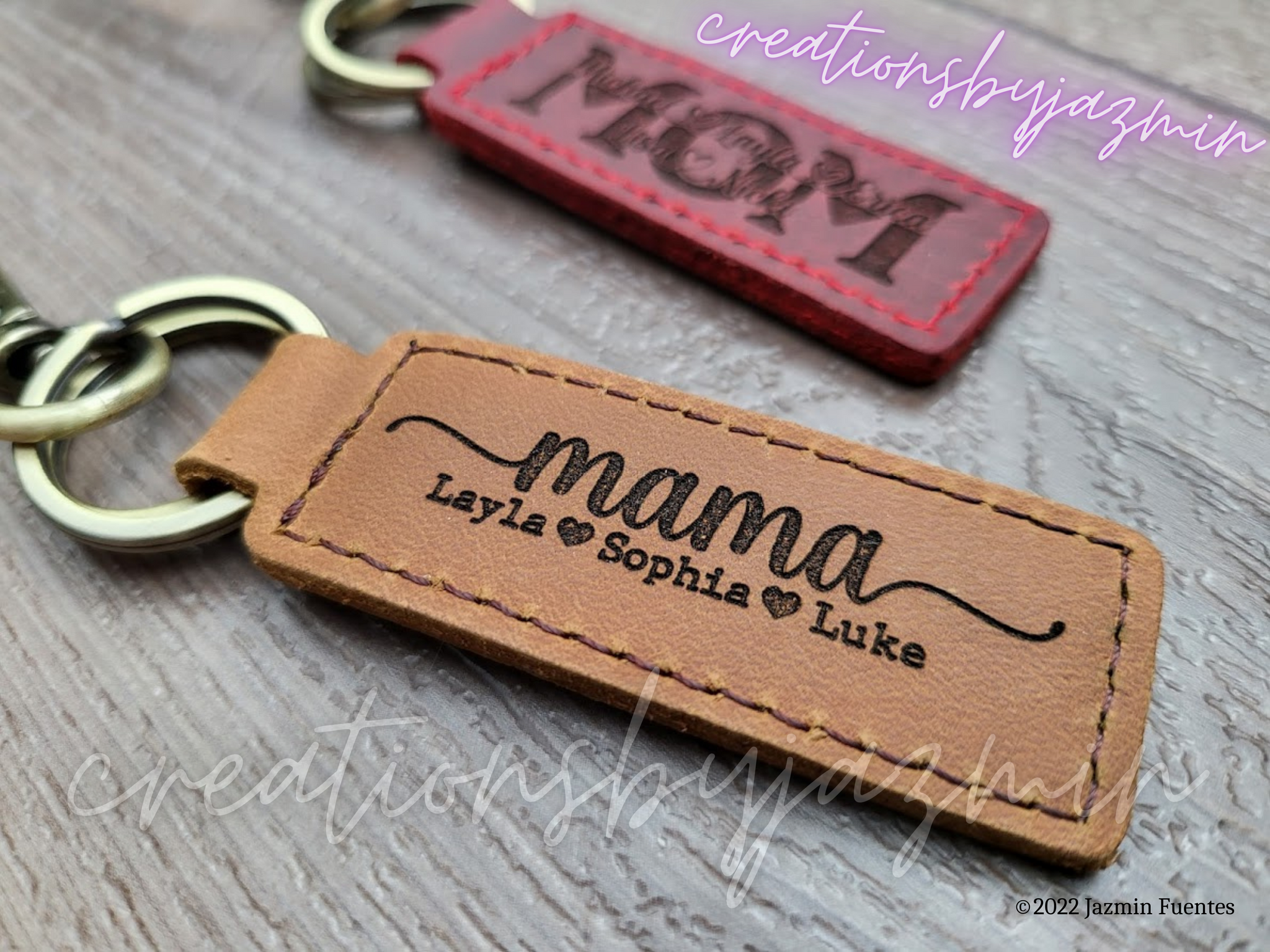Mom Keychain, Genuine Leather Mother Keychains, Personalized Mother's Day Gift