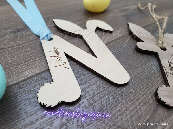 Easter Bunny Ear Basket Tags, Personalized With Name