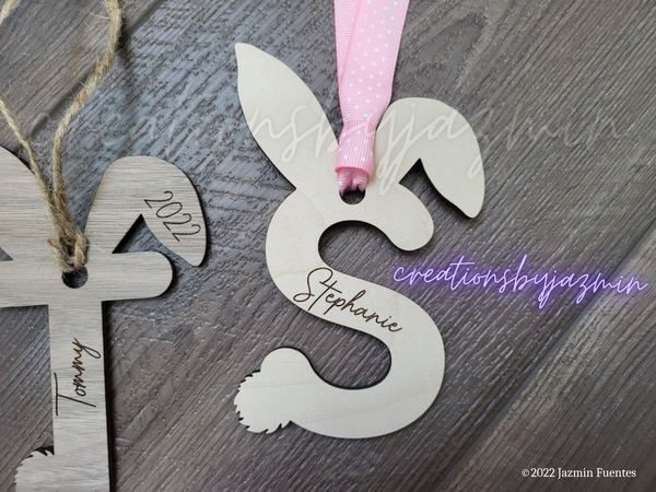 Easter Bunny Ear Basket Tags, Personalized With Name