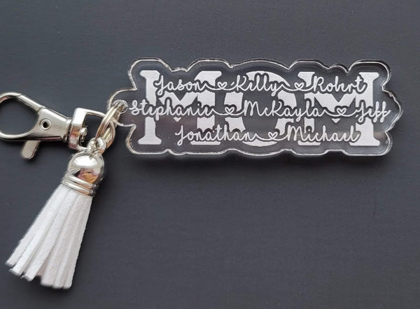 Mother's Day Gift, Personalized Acrylic Mom Keychain With Children Names, Mother Custom Keychains