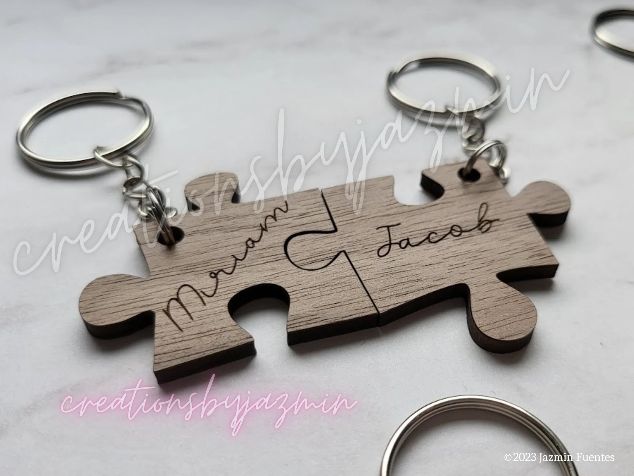 Valentine's Day Gift, Personalized Wooden Keychain, For Him, For Her, For Husband, For Wife, Anniversary, Wedding, Puzzle Keychain Couples