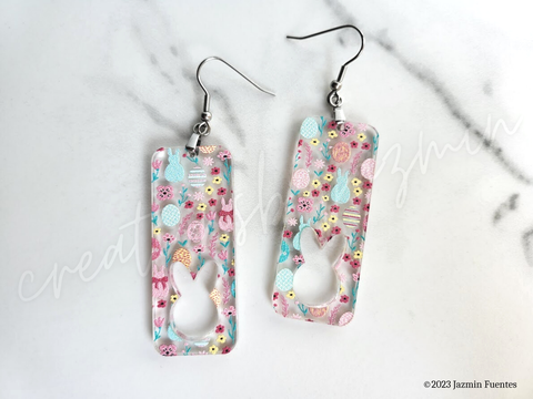 Easter Bunny Earrings, Cute Easter Floral Holiday Jewelry