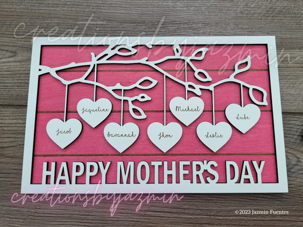 Mother's Day Sign, Personalized Wooden Name Frame For Mom, Mother's Day Gift