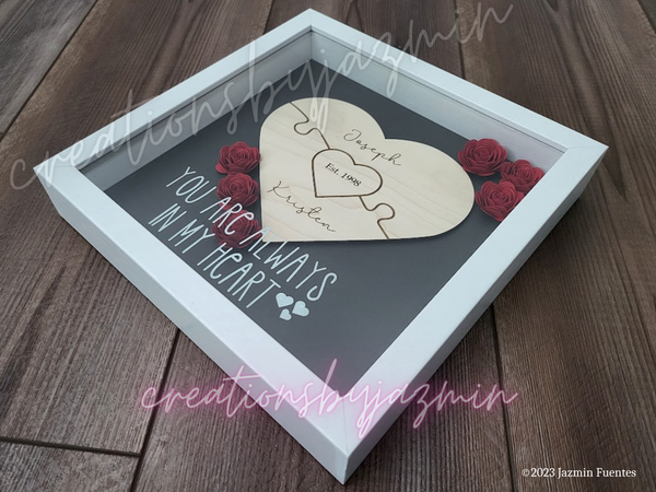 Valentine's Day Gift, For Her, For Him, Flower Shadow Box, For Wife, For Husband, Anniversary Gift, Wedding Gift, For Couples
