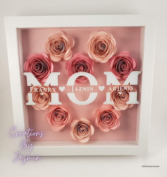BEST SELLER: Personalized Mother's Flower Shadow Box, Gift Wrap Option