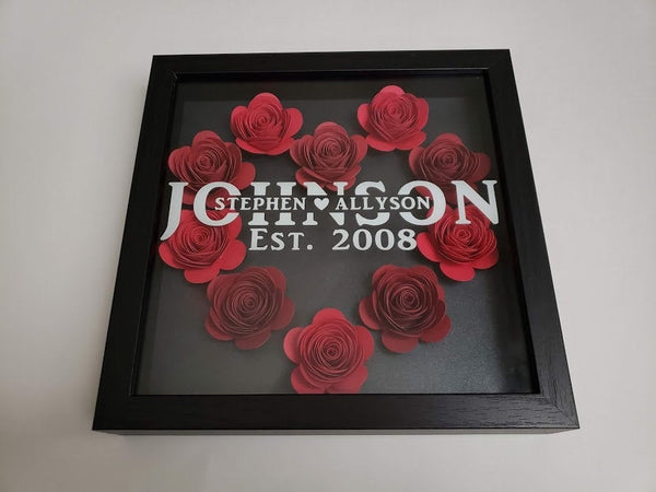Valentine's Day Gift, Personalized Anniversary Gift, Flower Shadow Box